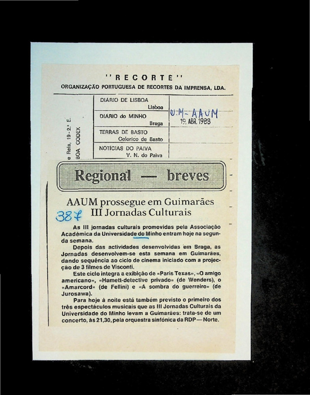  AAUM prossegue em Guimarães III Jornadas Culturais 