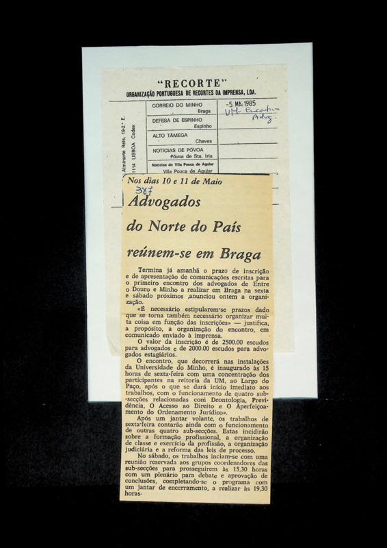  Nos dias 10 e 11 de Maio advogados do Norte do país reúnem-se em Braga 