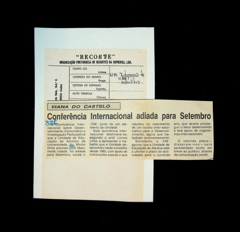  Conferência internacional adiada para Setembro 
