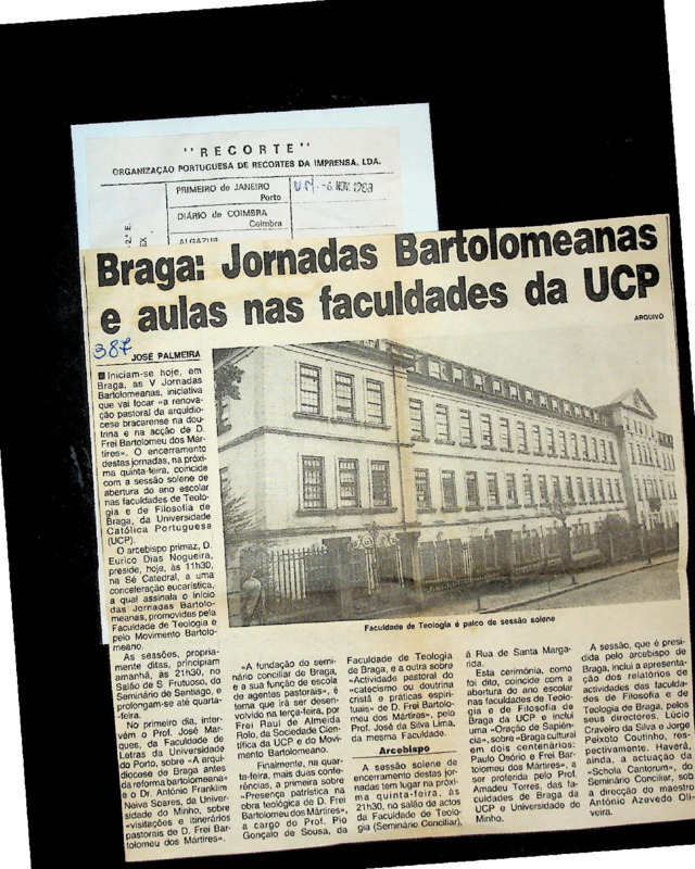  Braga: Jornadas Bartolomeanas e aulas nas faculdades da UCP 