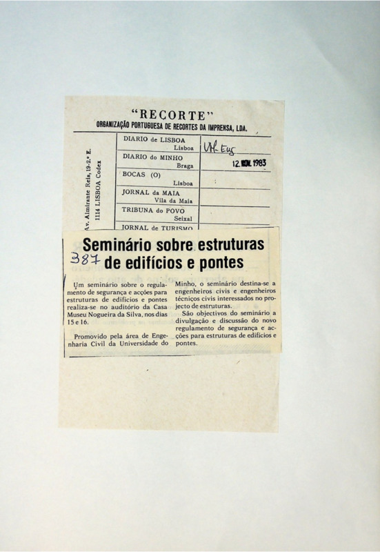  Seminário sobre estruturas de edifícios e pontes 