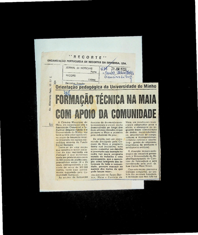  Orientação pedagógica da Universidade do Minho: formação técnica na Maia com apoio da comunidade 