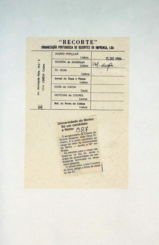  Universidade do Minho: Só um candidato a reitor 
