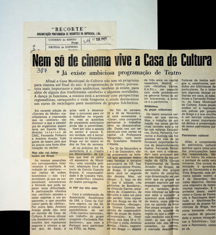  Nem só de cinema vive a Casa de Cultura - Já existe ambiciosa programação de Teatro 