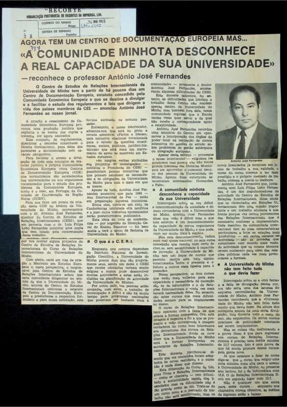  Agora tem um Centro de Documentação Europeia, mas... 