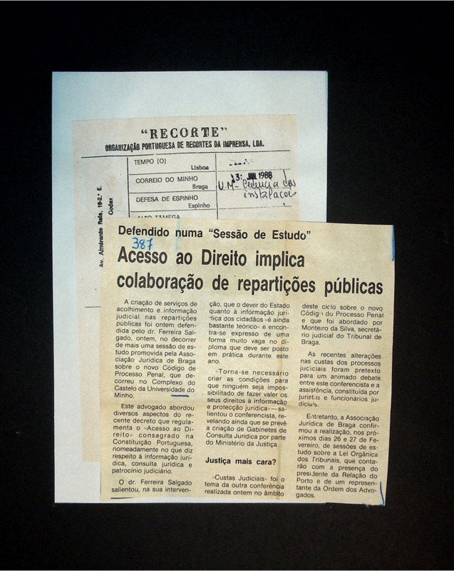  Defendido numa sessão de estudo: acesso ao Direito implica colaboração de repartições públicas 