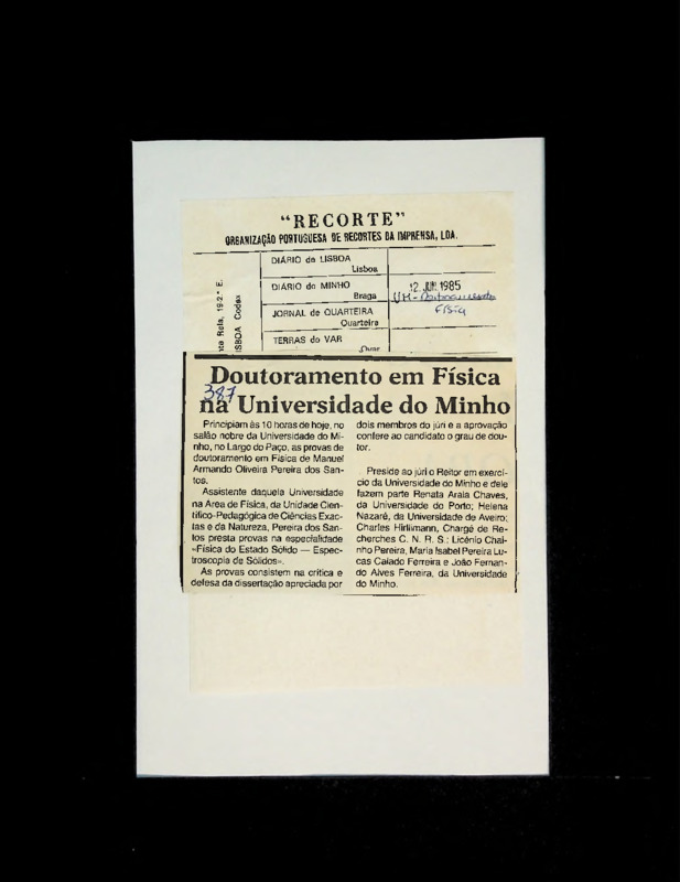  Doutoramento em Física na Universidade do Minho 