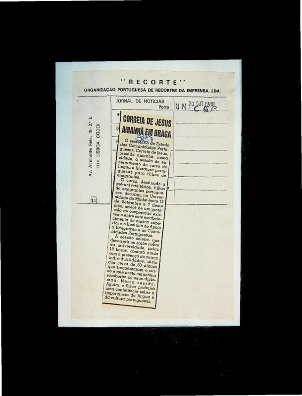  Correia de Jesus amanhã em Braga 