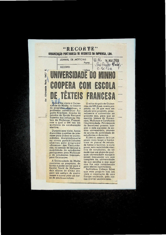  Universidade do Minho coopera com escola de têxteis francesa 