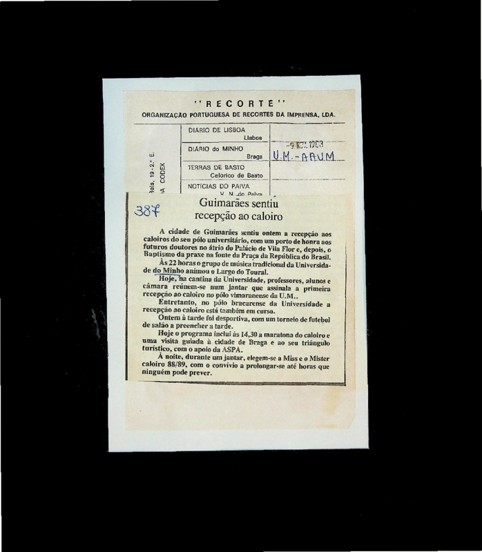  Guimarães sentiu recepção ao caloiro 