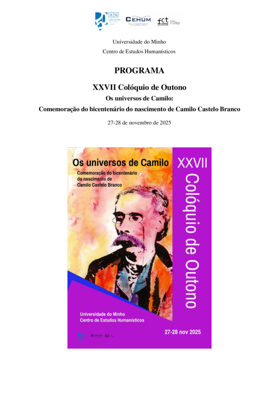  XXVII Colóquio de Outono - Os universos de Camilo 