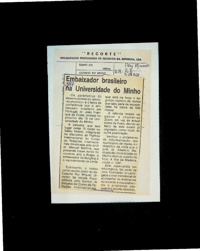  Embaixador brasileiro na Universidade do Minho 