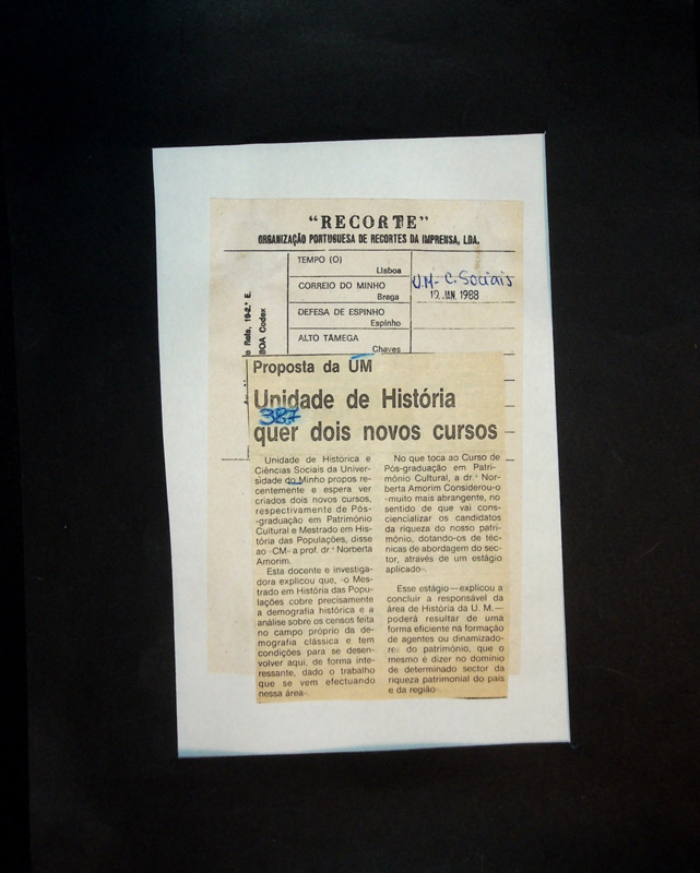  Proposta da UM: Unidade de História quer dois novos cursos 