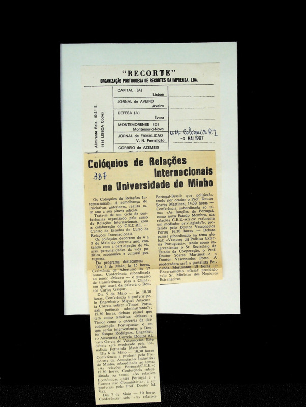  Colóquios de Relações Internacionais na Universidade do Minho 