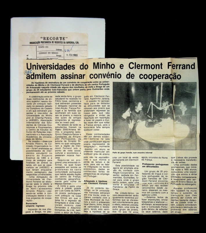  Universidades do Minho e Clermont Ferrand admitem assinar convénio de cooperação 