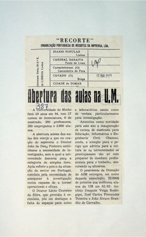  Abertura das aulas na U.M. 