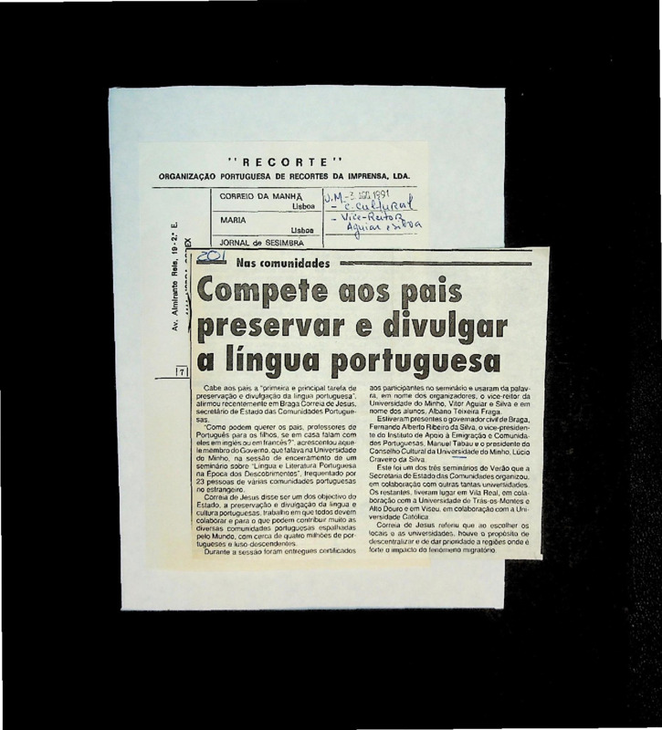  Compete aos pais preservar e divulgar a língua portuguesa 