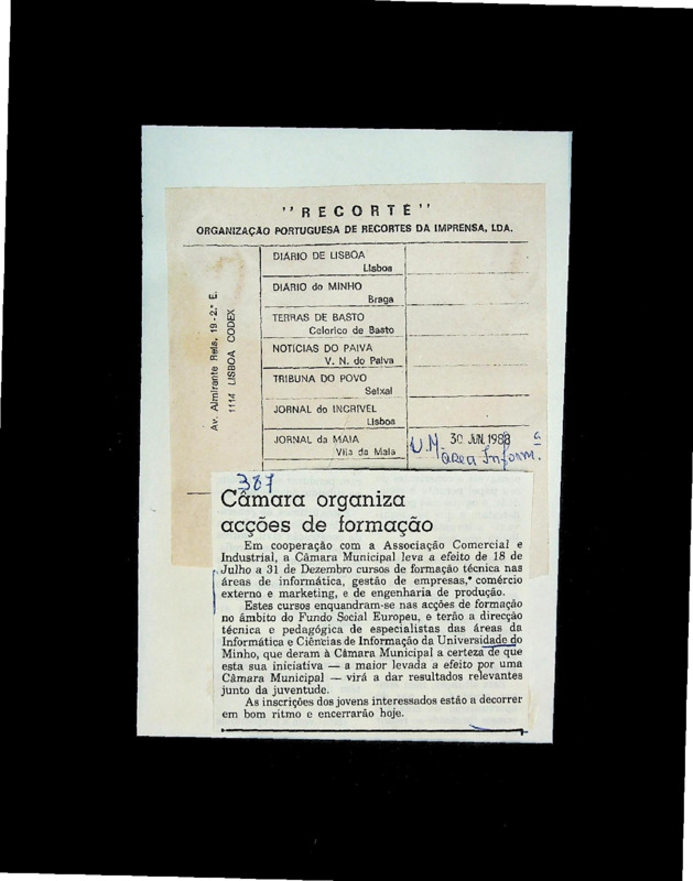  Câmara organiza acções de formação 