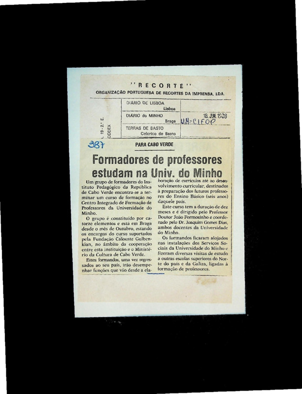  Formadores de professores estudam na Univ. do Minho 