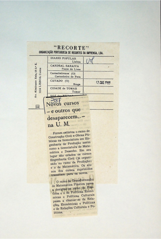  Novos cursos - e outros que desaparecem… - na U.M. 