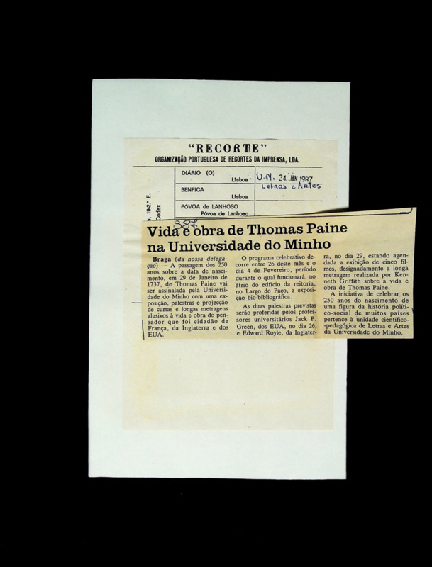  Vida e obra de Thomas Paine na Universidade do Minho 