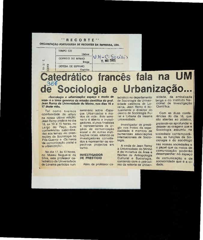  Catedrático francês fala na UM de sociologia e urbanização… 