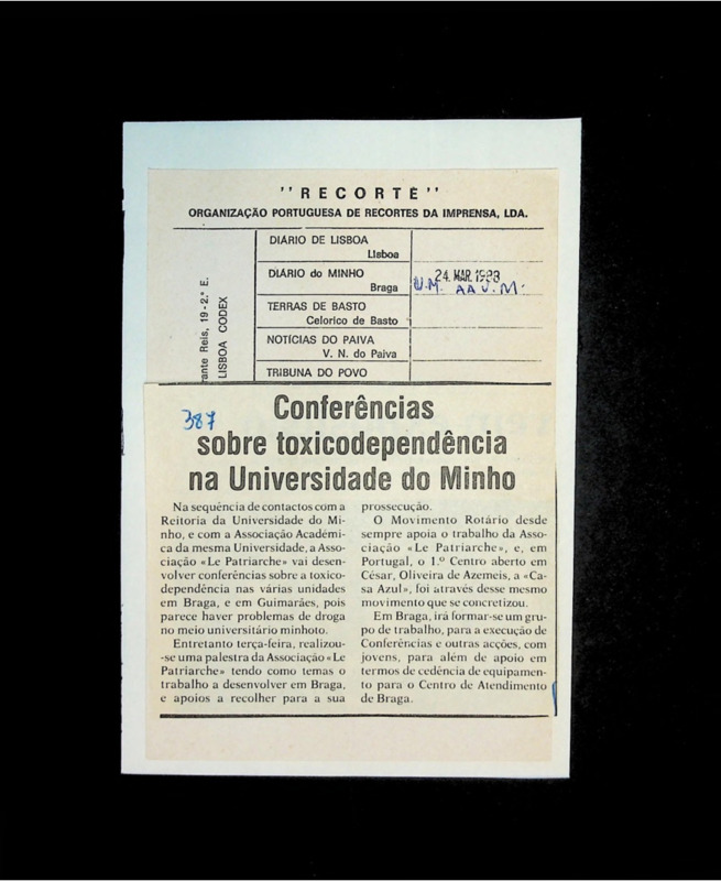  Conferências sobre toxicodependência na Universidade do Minho 