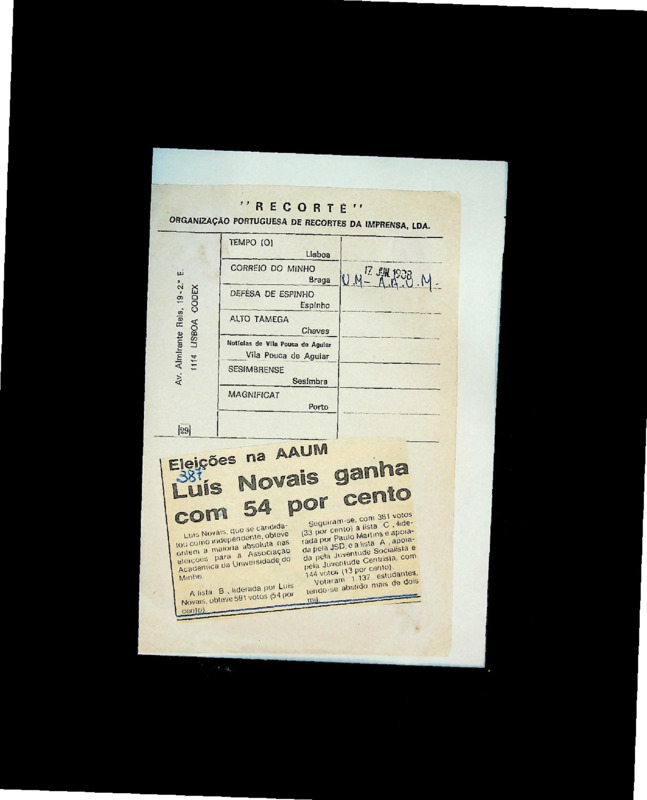  Eleições na AAUM: Luís Novais ganha com 54 por cento 
