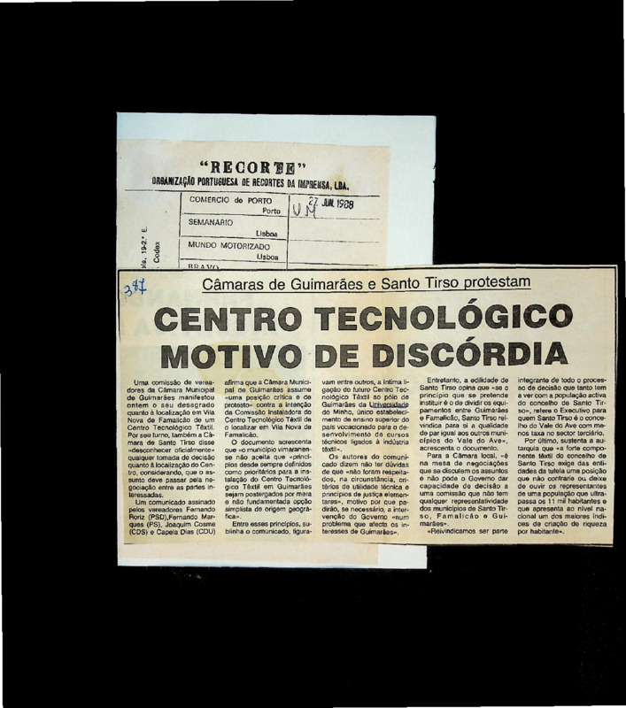  Câmaras de Guimarães e Santo Tirso protestam: centro tecnológico motivo de discórdia 