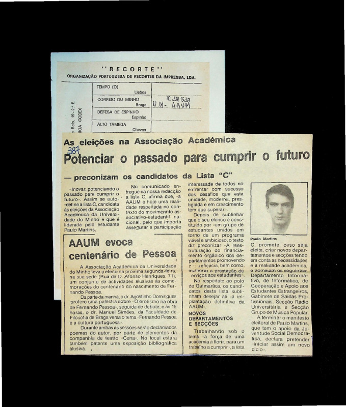  Eleições na Associação Académica: potenciar o passado para cumprir o futuro - preconizam os candidatos da lista 