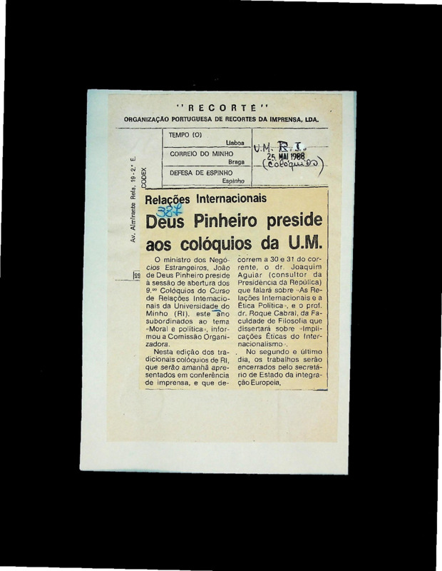  Relações Internacionais: Deus Pinheiro preside aos colóquios da U.M. 
